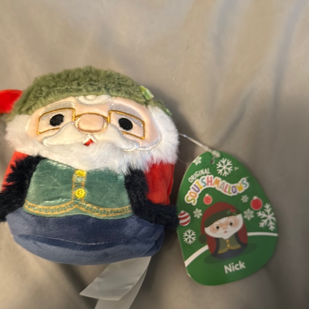 Squishmallows Festive Santa with Green Hat and Blue Coat